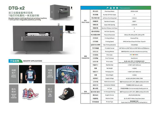 Máy in DTG 8 màu mực với 3200 chiếc vòi phun và định dạng in 380x480mm/ 480x580mm/ 900x480mm